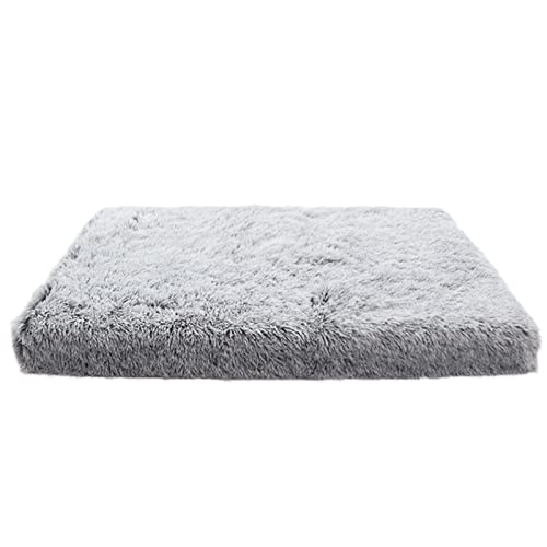 BUUNHI Hundebett Plüsch quadratische Hundehütte Katzenmatte Haustierhütte Tiefschlaf-Hundeschlafsofa Heimtierbedarf Welpenbett Hundematte (Color : Gray, Size : XL100x60x10cm) von BUUNHI