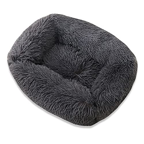 BUUNHI Hundebett Super weiches Hundebett, warme Plüsch-Katzenmatte, Hundebetten für große Hunde, Welpenbett, Hausnestkissen Hundematte (Color : Deep Gray, Size : 43x35x20cm) von BUUNHI