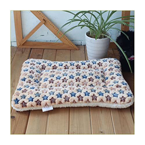 BUUNHI Hundebett Verdickte Haustier-Katzenbett-Matte Hundebett Weiches Fleece-Pad Decke Kissen Pad Home 6 Größen Hundematte (Color : Star A Wheat, Size : M 46x31cm) von BUUNHI