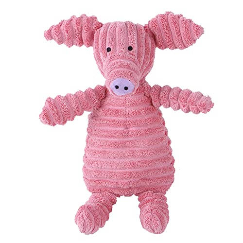 BUUNHI Kauspielzeug für Hunde Cord-Hunde-Kauspielzeug, Haustier-Welpen, Quietsch-Kaugeräusch-Spielzeug, Hunde-Plüsch-Beißspielzeug Haustierspielzeug (Color : Pink Pig) von BUUNHI