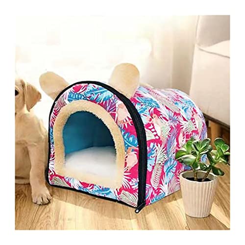 Hundebett Bow Design Welpen Winterbett Haus Zwinger Fleece weiches Nest für kleine mittelgroße Hunde Haus für Katze Hundematte (Color : Blue, Size : L) von BUUNHI