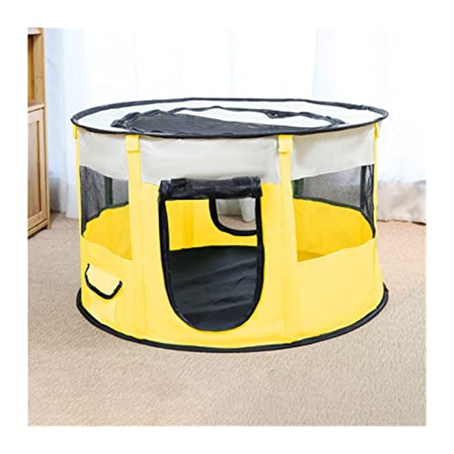 Hundebett Faltbares Haustierzelt Hundehaus für Katzenzelt Welpenhütte Einfache Bedienung Zaun Outdoor Hundehaus Hundematte (Color : Yellow) von BUUNHI