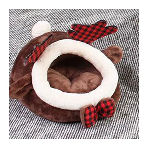 Hundebett Kaninchen Meerschweinchen Hamster Haus Kleintier Haustier Winter Warm Eichhörnchen Igel Chinchilla Haus Hundematte (Color : Brown L) von BUUNHI