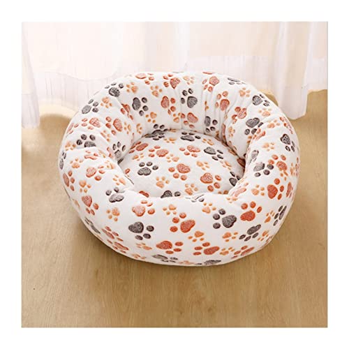 Hundebett Langes Plüsch-superweiches Schlafsofa, waschbares, buntes, rundes Bett, Winter, warme Hunde- und Katzenschlafmatte Hundematte (Color : Beige Foot, Size : 30CM) von BUUNHI