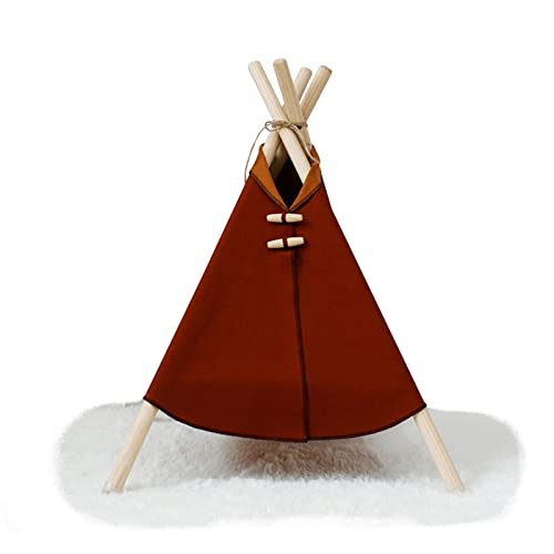 BUUNHI Hundebett Pet Tipi Cat Bed House Tragbares Faltzelt mit dickem Kissen für Hundewelpen und Katzen im Innenbereich Hundematte (Color : Light Brown) von BUUNHI