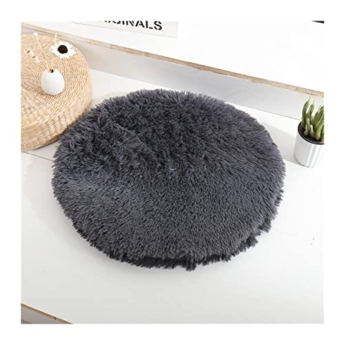 Hundebett Round House Cat Bed for Cat Fleece Marshmallow Small Dog Mat Cat Pet Bed Mat Medium Animals Sofa Hundematte (Color : Black, Size : S 40CM) von BUUNHI