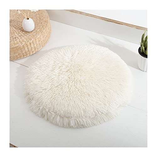 Hundebett Round House Cat Bed for Cat Fleece Marshmallow Small Dog Mat Cat Pet Bed Mat Medium Animals Sofa Hundematte (Color : White, Size : M 50CM) von BUUNHI