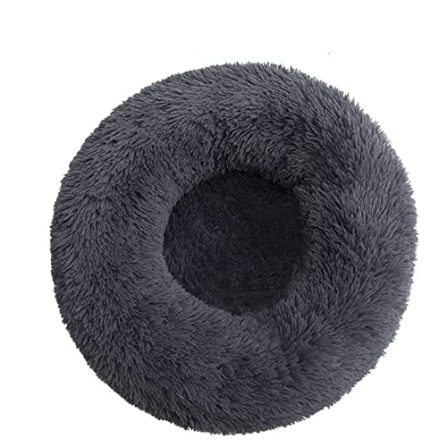 Hundebett Tie Dye Big Pet Zwinger Fuzzy Round Plüsch Cat Bed House Soft Long Plüsch Pet Dog Bed Warm Hundematte (Color : Gray, Size : 90cm) von BUUNHI