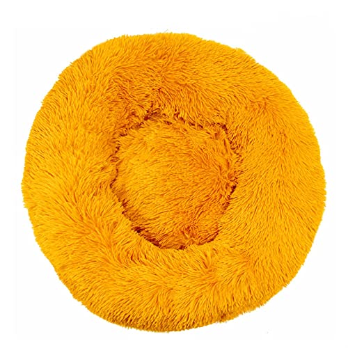 Hundebett Tie Dye Big Pet Zwinger Fuzzy Round Plüsch Cat Bed House Soft Long Plüsch Pet Dog Bed Warm Hundematte (Color : Yellow, Size : 40cm) von BUUNHI