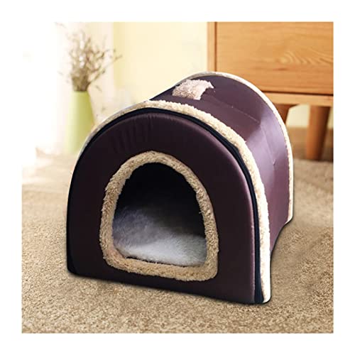 Hundebett Warmes Haustierbett Hundeschlafhaus Zwinger Weiches Katzennest für Kätzchen- und Welpenhöhle Hundematte (Color : Coffee, Size : 65x55x50cm 12.5kg) von BUUNHI