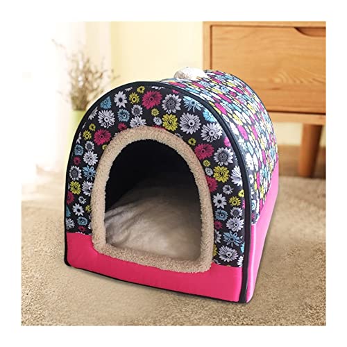 Hundebett Warmes Haustierbett Hundeschlafhaus Zwinger Weiches Katzennest für Kätzchen- und Welpenhöhle Hundematte (Color : Rose red, Size : 65x55x50cm 12.5kg) von BUUNHI