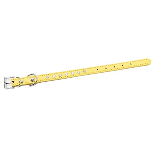 Hundeleine Hundehalsbänder für kleine und mittelgroße Hunde, Strass-Umhängeband, Welpenhalsband, Katzen Verstellbare Führleine (Color : Yellow, Size : S) von BUUNHI