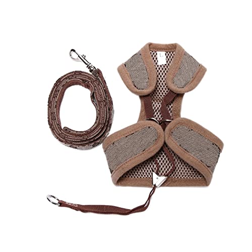 Hundeleine Hundeleine und Halsband Set Hundegeschirr und Leine Set Pet Chest Harness Set Hundezubehör Verstellbare Führleine (Color : Khaki, Size : XL) von BUUNHI