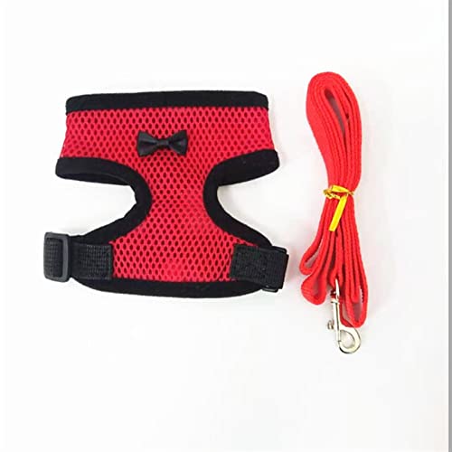 Hundeleine Laufleine für Hündchen, Halsband, Polyester, für kleine, mittelgroße Hunde, Katzen, Haustiere Verstellbare Führleine (Color : Red(with Leash), Size : XL) von BUUNHI