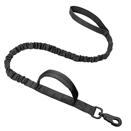 Hundeleine Taktisches Hundehalsband, verstellbares Nylon-Militär-Hundehalsband, Leine für mittelgroße und große Hunde Verstellbare Führleine (Color : Black Leash, Size : XL) von BUUNHI