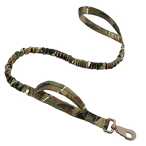 Hundeleine Taktisches Hundehalsband-Leine-Set, verstellbar, militärisches Haustier-Halsband, Bungee-Leine, mittelgroßer Hund Verstellbare Führleine (Color : Camouflag Leash, Size : L) von BUUNHI