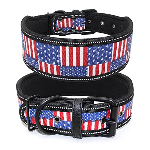 Hundeleine Verstellbares Hundehalsband mit Schnalle für kleine, mittelgroße Hunde, Pitbull-Leine, Hundekette Verstellbare Führleine (Color : Blue Flag, Size : L) von BUUNHI