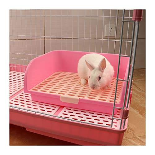 Hundetoilette Große Toilette für Haustiere, spritzwassergeschützt, Häschen-Töpfchen, Netzknopf, festes Chinchilla-Meerschweinchen-Käfig-Zubehör Haustiermatte (Color : Pink) von BUUNHI