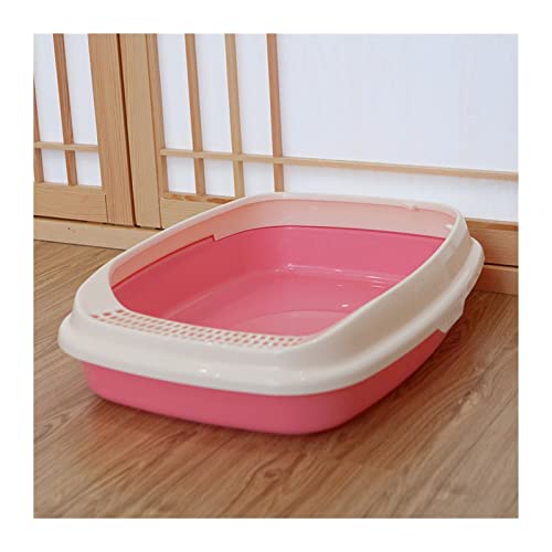 Hundetoilette Katze geeignet für Katzentoilette, halbgeschlossen, abnehmbar und waschbar, verdickt, spritzwassergeschützt Haustiermatte (Color : Small pink, Size : S) von BUUNHI