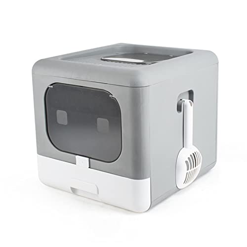 Hundetoilette Vollständig geschlossene, spritzwassergeschützte Deodorant-Katzentoilette für die Zweiwege-Katzentoilette mit Schaufelkapazität Haustiermatte (Color : Gray) von BUUNHI