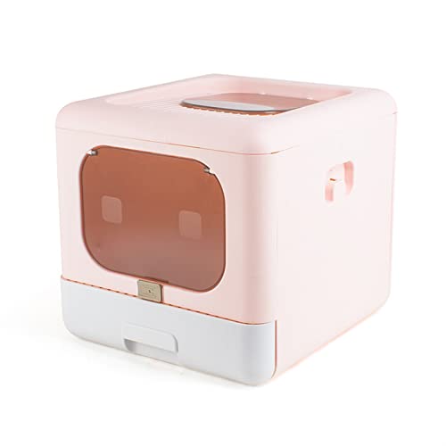 Hundetoilette Vollständig geschlossene, spritzwassergeschützte Deodorant-Katzentoilette für die Zweiwege-Katzentoilette mit Schaufelkapazität Haustiermatte (Color : Pink) von BUUNHI