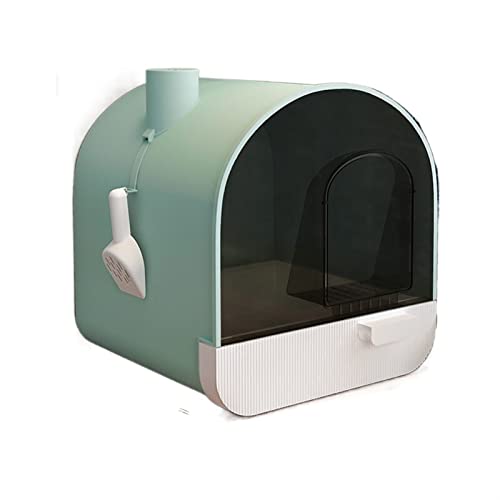 Hundetoilette Vollständig geschlossene Katzentoilette, übergroßes Deodorant-Katzentoilette, selbstreinigendes Trainingsset, groß Haustiermatte (Color : Cyan) von BUUNHI