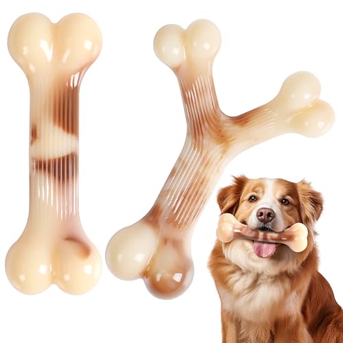 BUY IT ONCE Kauspielzeug für Hunde in Knochenform für aggressive Kauer, unzerstörbarer Nylonknochen, robust, langlebig, Hundespielzeug, Welpenspielzeug, Zahnreinigung für mittelgroße und große von BUY IT ONCE