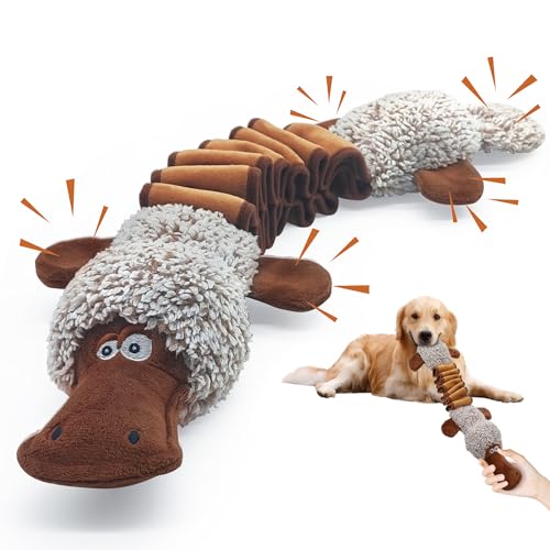 BUYPOW Quietschendes Hundespielzeug, interaktives Tauziehen, lustiges Plüsch-Kauspielzeug, gefülltes Hundespielzeug für kleine, mittelgroße und große Hunde von BUYPOW