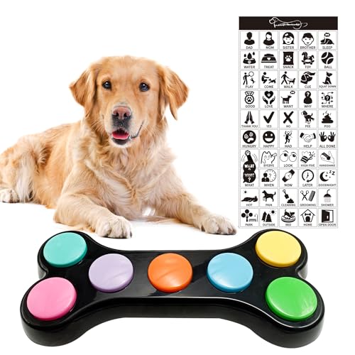 BUYVIKAY 7 in 1 Hunde Button für Kommunikation,Hund sprechende Tasten mit 50-Aufklebern, Haustier-Tasten,Dog Buttons-Hund Button-Bunte Hundeknöpfe,um Ihrem Hund das Sprechen beizubringen von BUYVIKAY