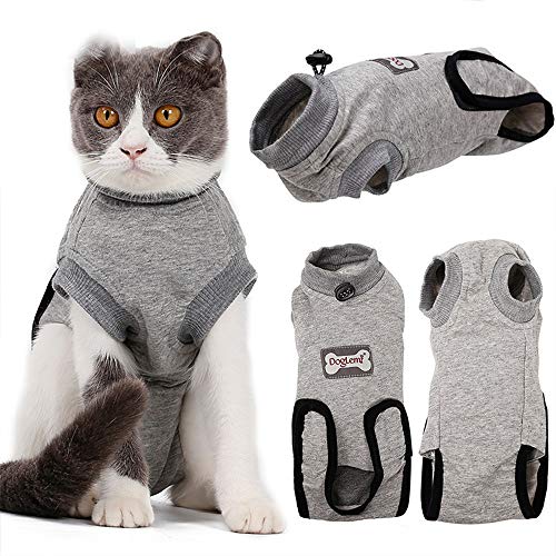 BVAGSS Haustier Katzen Recovery Sterilization Suit Atmungsaktives E-Collar Alternative für Katzen Hunde Haustiere XH008 (XS, Grey) von BVAGSS