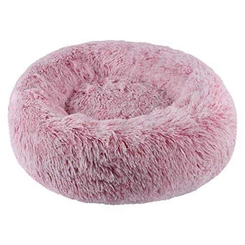 BVAGSS Hundebett Rund Katzenbett Flauschig Donut Kuscheliges Hundekissen Waschbar Ultra Weicher Plüsch Haustierbett für Kleine, Mittelgroße und Große Hunde, Katzen XH034(Diameter:40 cm,Pink) von BVAGSS