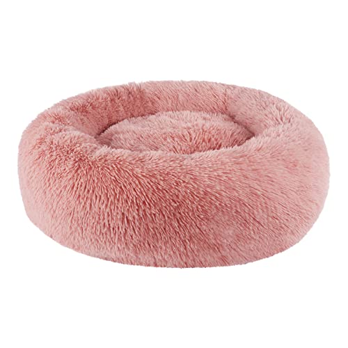 BVAGSS Hundebett Rund Katzenbett Flauschig Donut Kuscheliges Hundekissen Waschbar Ultra Weicher Plüsch Haustierbett für Kleine, Mittelgroße und Große Hunde, Katzen XH034 (Diameter:60 cm, Bean Paste) von BVAGSS