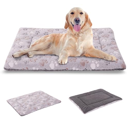 BVAGSS Orthopädisches Hundebett, Waschbar Hundekissen flauschig Hundematte, Umkehrbar Weiche und Warme Hundematte für klein mittel große Hunde XH079 (106x71x4cm,Grey Paw) von BVAGSS