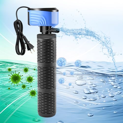 BVOPLME Aquariumfilter, 660 GPH Aquariumfilter, kleiner Teichfilter, Schildkrötentankfilter für 100-300 Gallonen große Aquarien und kleine Teichbrunnen, geeignet für Salzwasser und Süßwasser von BVOPLME