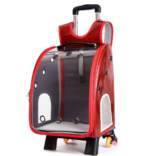 BWCKMTSC BWCKMTSC Haustier-Bubble-Kinderwagen, belüfteter, transparenter Rucksack, tragbare Hunde- und Katzen-Trolley-Tasche, Haustier-Gepäckkoffer mit Rädern für Reisen, Wandern und Outdoor-Einsatz, von BWCKMTSC