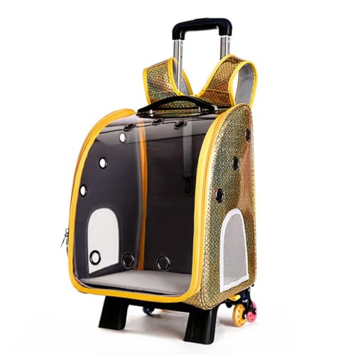 BWCKMTSC BWCKMTSC Haustier-Bubble-Kinderwagen, belüfteter, transparenter Rucksack, tragbare Hunde- und Katzen-Trolley-Tasche, Haustier-Gepäckkoffer mit Rädern für Reisen, Wandern und Outdoor-Einsatz, von BWCKMTSC