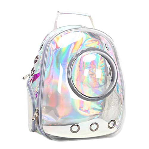 BWCKMTSC BWCKMTSC Katzenrucksack Haustier Transparente Katzentasche Katze Raumkapsel Katzenrucksack Sommer Wickeltasche Hund Tragbare Tasche Schultasche (Farbe: Grau) von BWCKMTSC