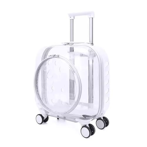 BWCKMTSC BWCKMTSC Pet Space Capsule Carrier-Rucksack mit Trolley-Rädern, kleine und mittelgroße Katzen-Welpen-Hunde-Tragetasche, transparente, atmungsaktive Haustier-Kinderwagen-Tragetasche für von BWCKMTSC