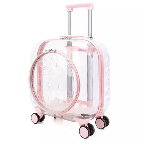 BWCKMTSC BWCKMTSC Pet Space Capsule Carrier-Rucksack mit Trolley-Rädern, kleine und mittelgroße Katzen-Welpen-Hunde-Tragetasche, transparente, atmungsaktive Haustier-Kinderwagen-Tragetasche für von BWCKMTSC