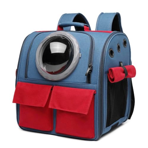 BWCKMTSC BWCKMTSC Pet Space Capsule Rucksackträger, Luftblasen-Rucksack, belüfteter Katzen- und Hunderucksackträger für Reisen, Wandern, Wandern, Camping, Blau von BWCKMTSC