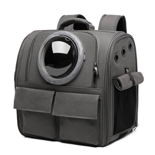 BWCKMTSC BWCKMTSC Pet Space Capsule Rucksackträger, Luftblasen-Rucksack, belüfteter Katzen- und Hunderucksackträger für Reisen, Wandern, Wandern, Camping, Grau von BWCKMTSC