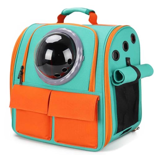 BWCKMTSC BWCKMTSC Pet Space Capsule Rucksackträger, Luftblasen-Rucksack, belüfteter Katzen- und Hunderucksackträger für Reisen, Wandern, Wandern, Camping, Grün von BWCKMTSC