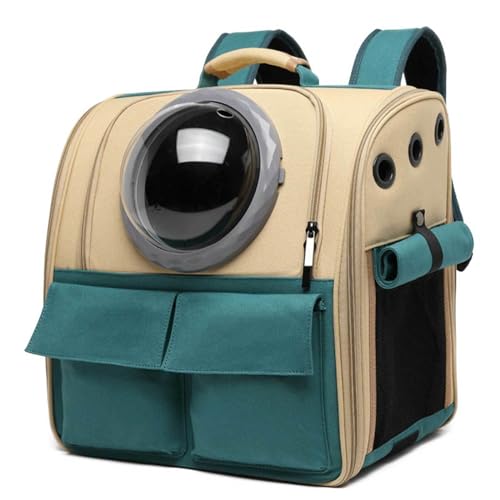 BWCKMTSC BWCKMTSC Pet Space Capsule Rucksackträger, Luftblasen-Rucksack, belüfteter Katzen- und Hunderucksackträger für Reisen, Wandern, Wandern, Camping, Khaki von BWCKMTSC