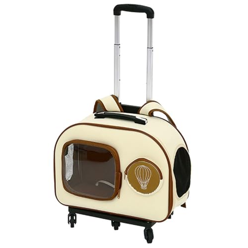 BWCKMTSC BWCKMTSC Transportbox für Haustiere, Trolley-Rucksack, Rucksack-Tasche auf Rollen, rollende Transportboxen für kleine und mittelgroße Katzen, Welpen, Hunde, atmungsaktive von BWCKMTSC