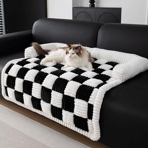 BWCKMTSC Fuzzy Beruhigende Hundesofa-Matte, waschbarer Plüsch-Couchbezug für Hunde, Möbelschutz, Haustier-Sofamatte für Hunde und Katzen, Flauschiges Hundecouchbett mit Rutschfester Unterseite, von BWCKMTSC