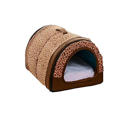 BWCKMTSC Haustierbetten, Hundehütte, Nest mit Matte, faltbar, für Zuhause, Haustier-Hundebett, Katze, Welpe, Hundehütte für kleine mittelgroße Hunde, Tiere, Chihuahua-Betten, Mattenkissen (braun, von BWCKMTSC