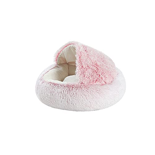 BWCKMTSC Haustierbetten, weiches Katzen- und Hundebett, Zwinger, Warmer Winter, rund, Schlafmatte für Hunde und Welpen, Plüsch-Haustiermatte (Rosa, klein) von BWCKMTSC