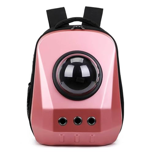 BWCKMTSC Haustiertrage-Rucksack für Katzen und kleine Welpen, transparente Raumkapsel-Luftpolster-Katzentrage-Rucksack für Reisen, Wandern, Spazierengehen und den Einsatz im Freien, Pink von BWCKMTSC