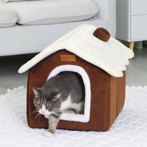 BWCKMTSC Herbst Und Winter Kleine Katzenhütte Katzenhaus Haustier Katze Haustierbett Weiches, Bequemes Warmes Katzenbett Haustierunterlage,D,L von BWCKMTSC