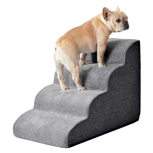 BWCKMTSC Hundetreppe für kleine Hunde und Katzen, Hunderampe aus hochdichtem Schaumstoff, extra breite, rutschfeste Haustierstufen für hohe Betten oder Couch, Hundetreppe für kleine Hunde, Welpen, von BWCKMTSC